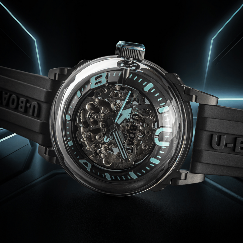 U-Boat U-65 Automatic Black Turquoise Skeleton Watch 3348