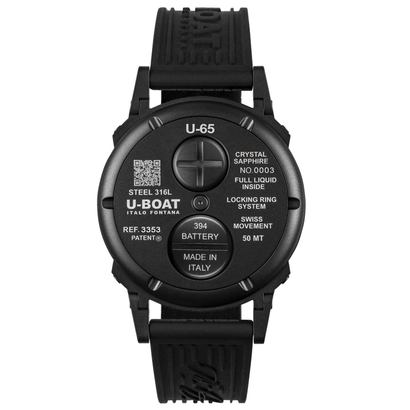U-Boat U-65 Men's Turquoise Black PVD Watch 3353