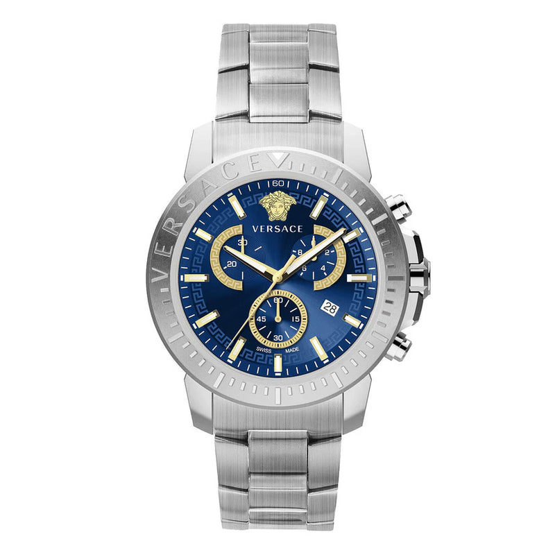 Versace Men's Watch New Chrono 45mm Blue Bracelet VE2E00721