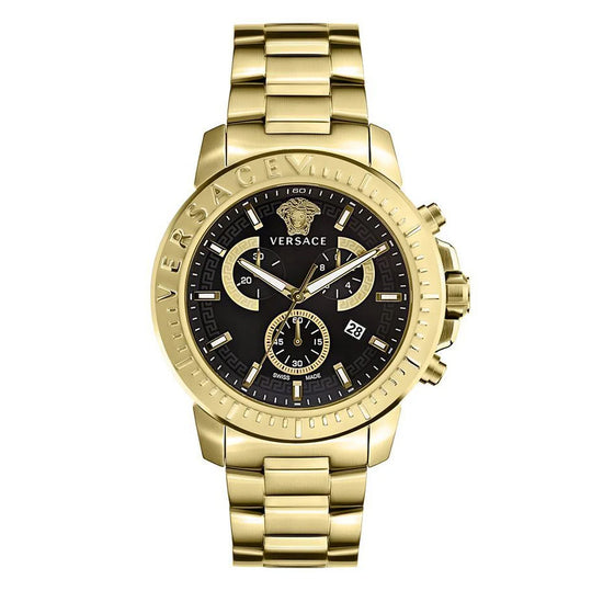 Versace Men's Watch New Chrono 45mm Gold Bracelet VE2E00921
