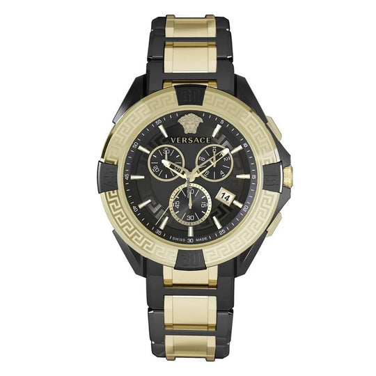 Versace Men's Watch Chrono Sporty 46mm Black Gold Bracelet VE5CA0723