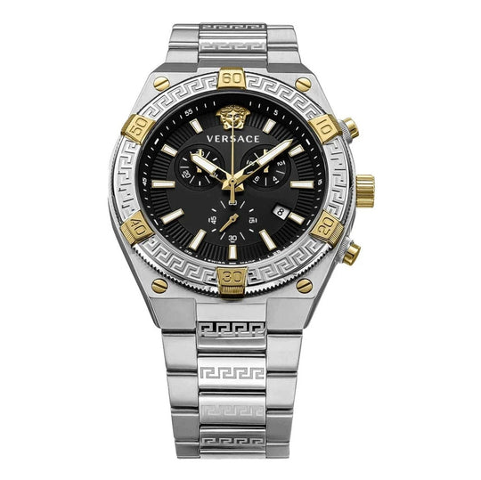 Versace Men's Watch Greca Sporty Chronograph 46mm Black Silver VESO01123