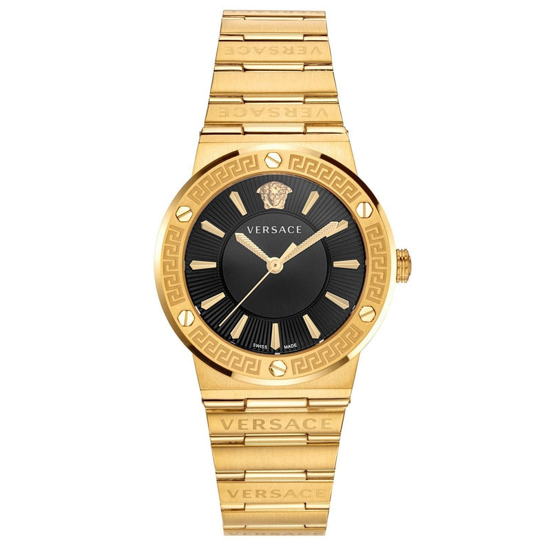 Versace Ladies Watch Greca Logo Gold Black VEVH00820 - WatchPilot