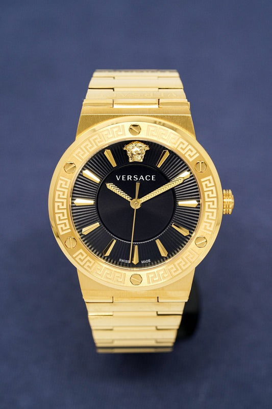 Versace Ladies Watch Greca Logo Gold Black VEVH00820 - WatchPilot