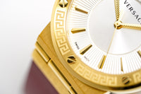 Versace Ladies Watch Greca Logo Gold Red Leather VEVH00420 - WatchPilot