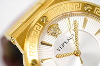 Versace Ladies Watch Greca Logo Gold Red Leather VEVH00420 - WatchPilot