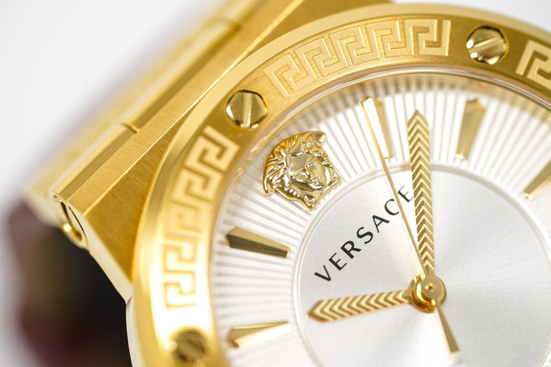 Versace Ladies Watch Greca Logo Gold Red Leather VEVH00420 - WatchPilot