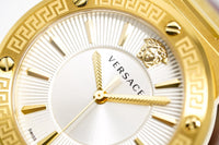 Versace Ladies Watch Greca Logo Gold Red Leather VEVH00420 - WatchPilot