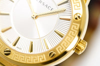 Versace Ladies Watch Greca Logo Gold Red Leather VEVH00420 - WatchPilot