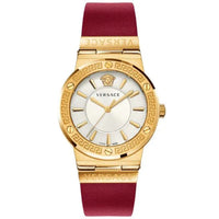 Versace Ladies Watch Greca Logo Gold Red Leather VEVH00420 - WatchPilot