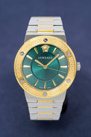 Versace Ladies Watch Greca Logo Two-Tone Green VEVH00720 - WatchPilot