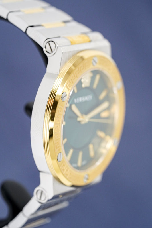 Versace Ladies Watch Greca Logo Two-Tone Green VEVH00720 - WatchPilot