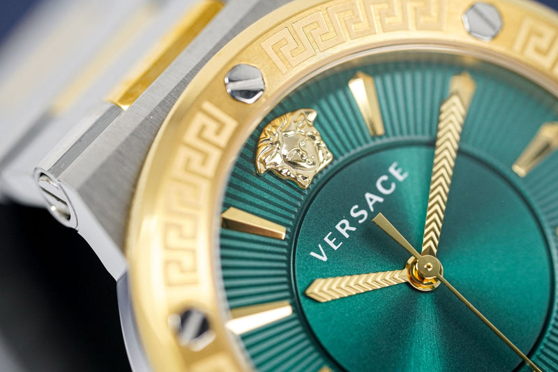 Versace Ladies Watch Greca Logo Two-Tone Green VEVH00720 - WatchPilot