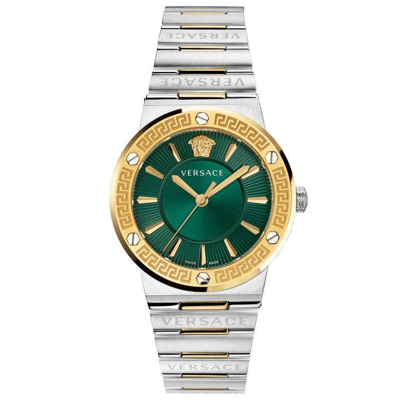 Versace Ladies Watch Greca Logo Two Tone Green VEVH00720