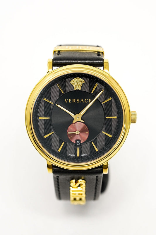 Versace Men's Watch V-Circle Gold Black VBQ050017 - WatchPilot