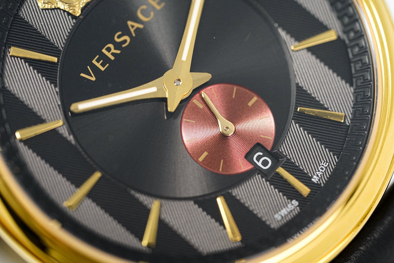 Versace Men's Watch V-Circle Gold Black VBQ050017 - WatchPilot