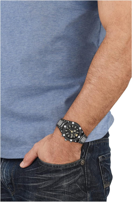 Versace Men's Watch Greca Sporty Chronograph 46mm Black Silver VESO01022