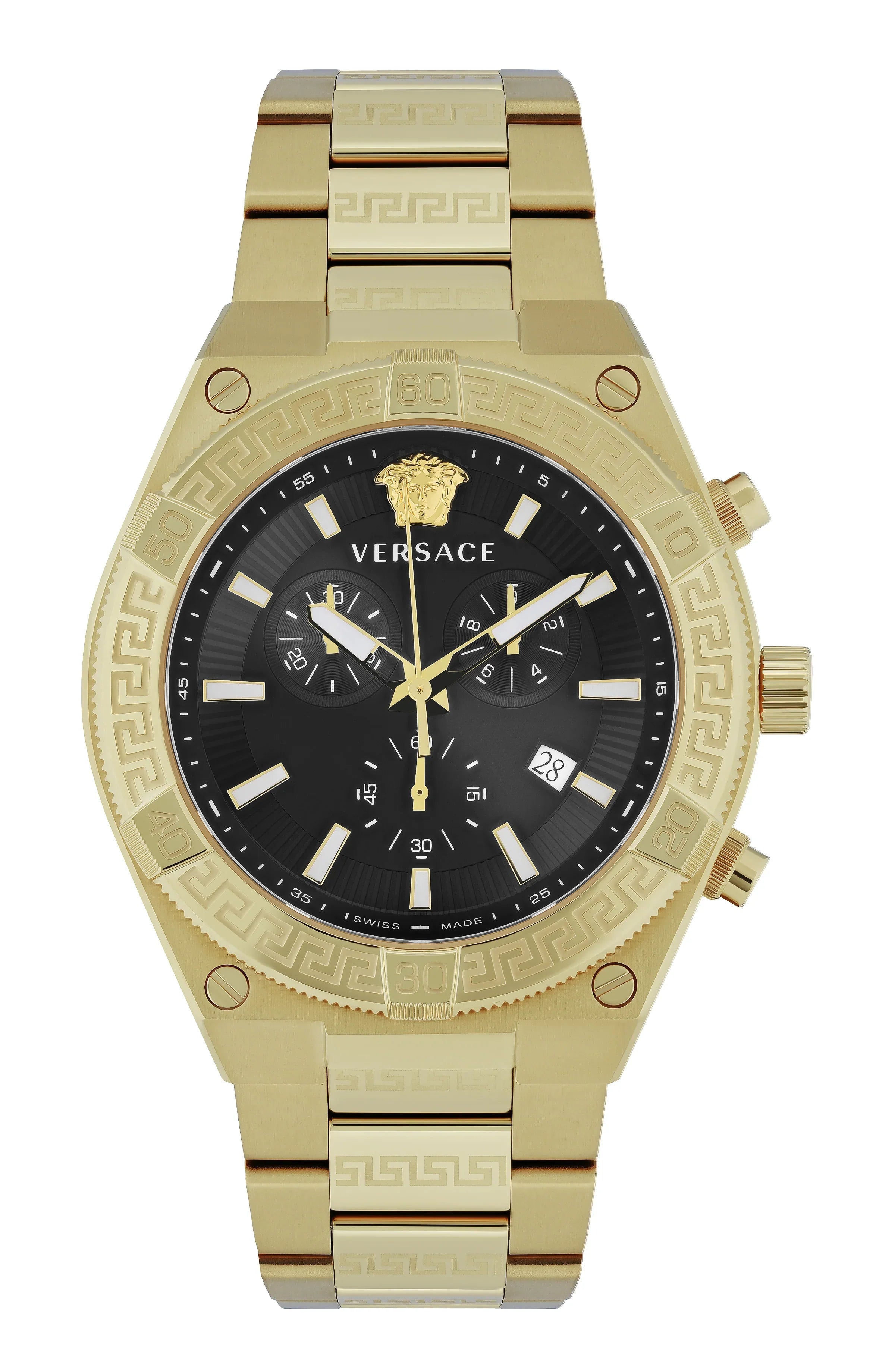 Versace Men's Watch Greca Sporty Chronograph 46mm Black Gold