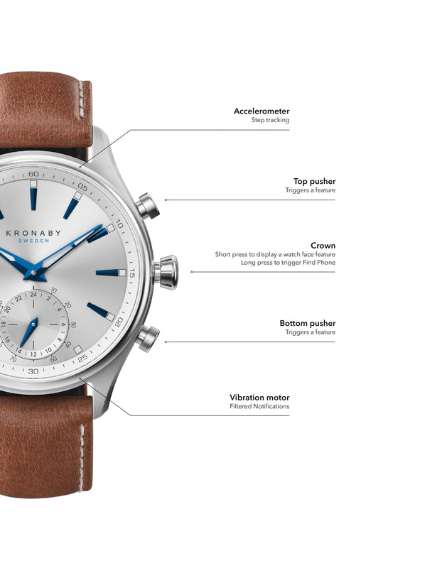 Analogue Smart Watch - Kronaby S0715/1 Men's Silver Sekel Hybrid Smartwatch