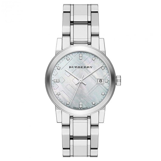Burberry BU9125 Ladies Silver Diamond 34mm Watch