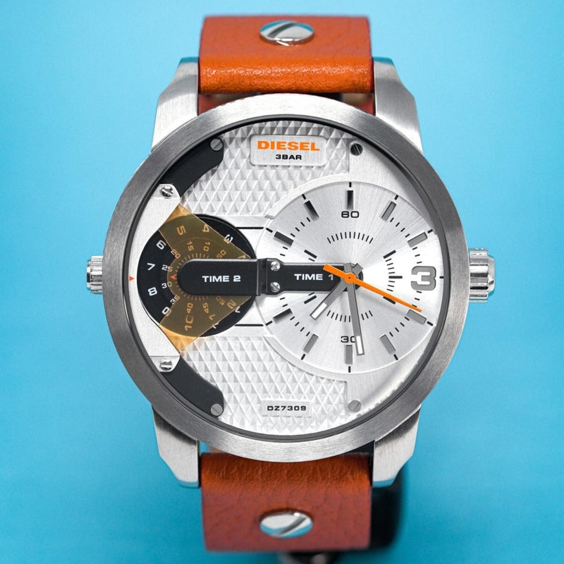 Diesel DZ7309 Men s Mini Daddy Silver Brown Watch from WatchPilot