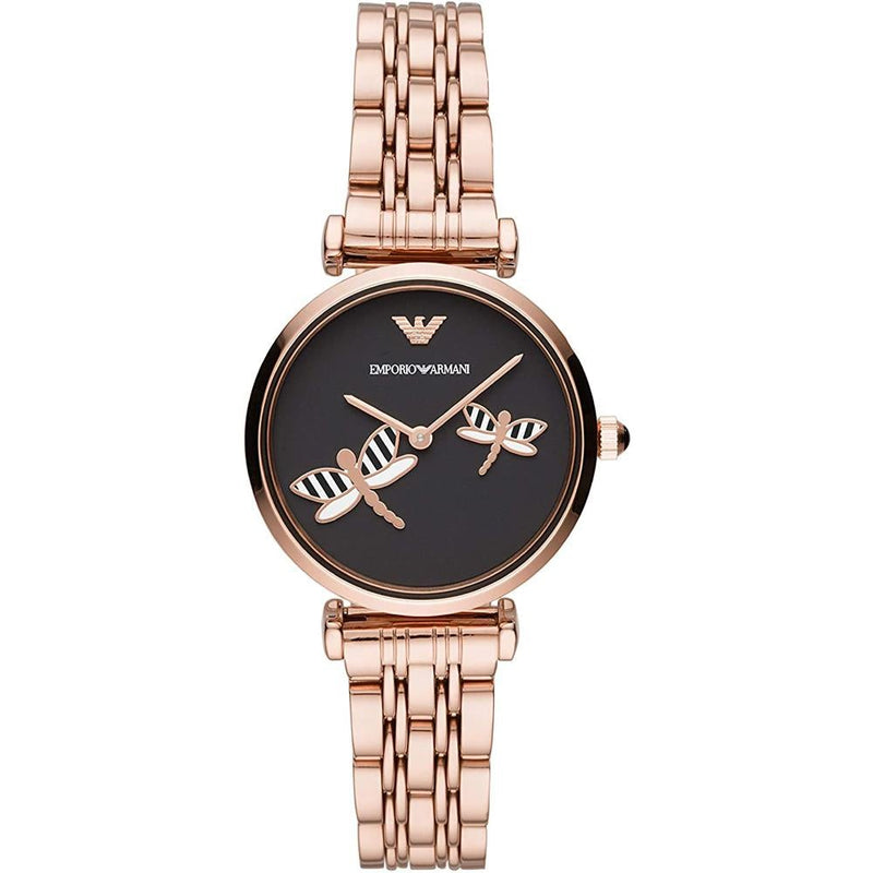 Analogue Watch - Emporio Armani AR11206 Ladies Gianni T-Bar Rose Gold Watch