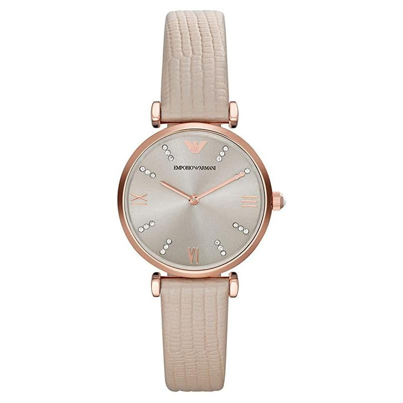 Analogue Watch - Emporio Armani AR1681 Ladies Rose Gold Cream Watch