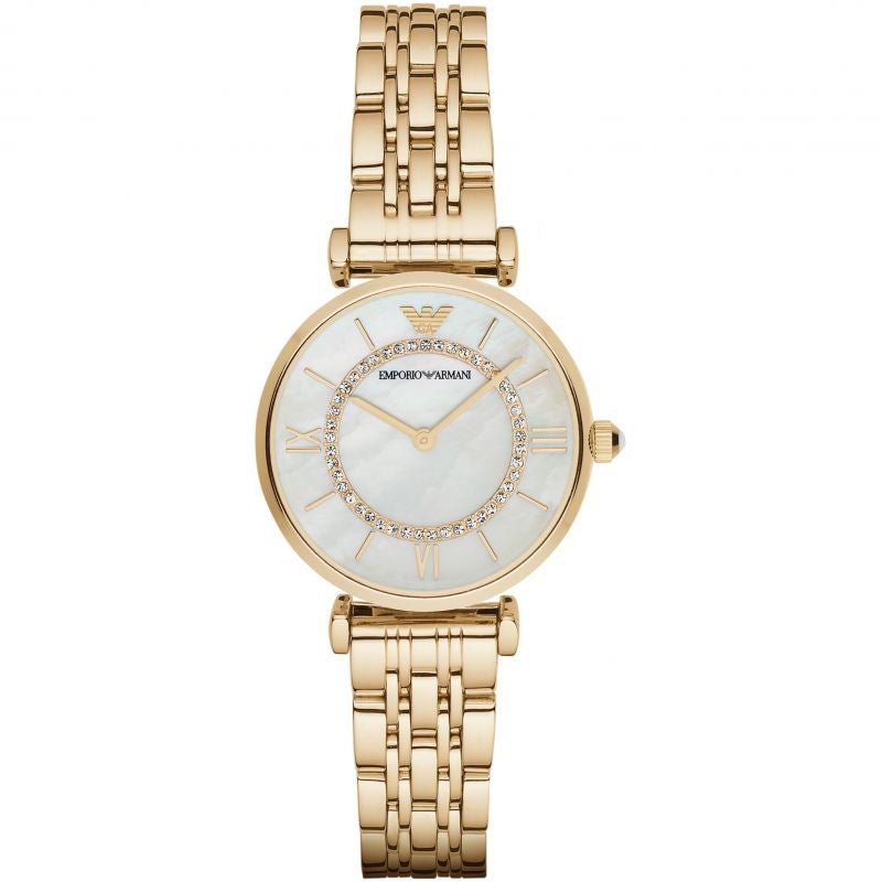 Analogue Watch - Emporio Armani AR1907 Ladies Mother Of Pearl Gold Watch