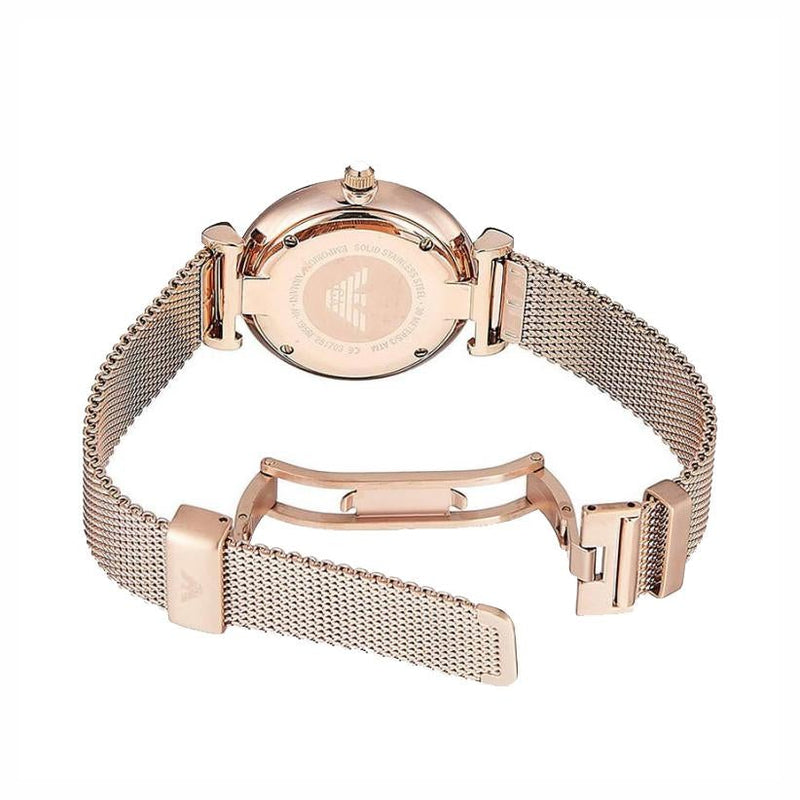 Analogue Watch - Emporio Armani AR1956 Ladies Gianni T-Bar Rose Gold Watch