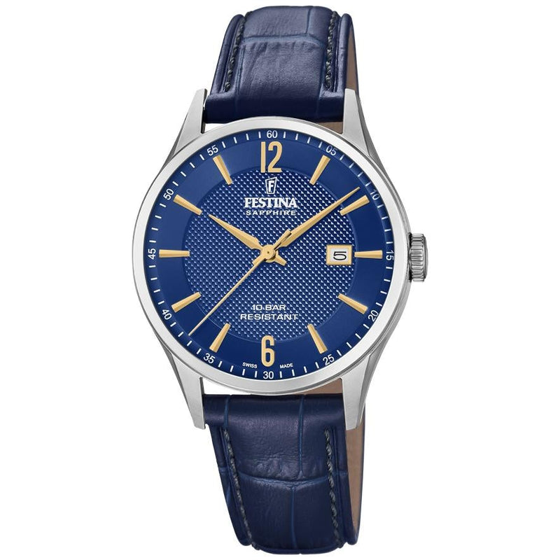 Analogue Watch - Festina F20007/3 Men's Blue Swiss Made Watch