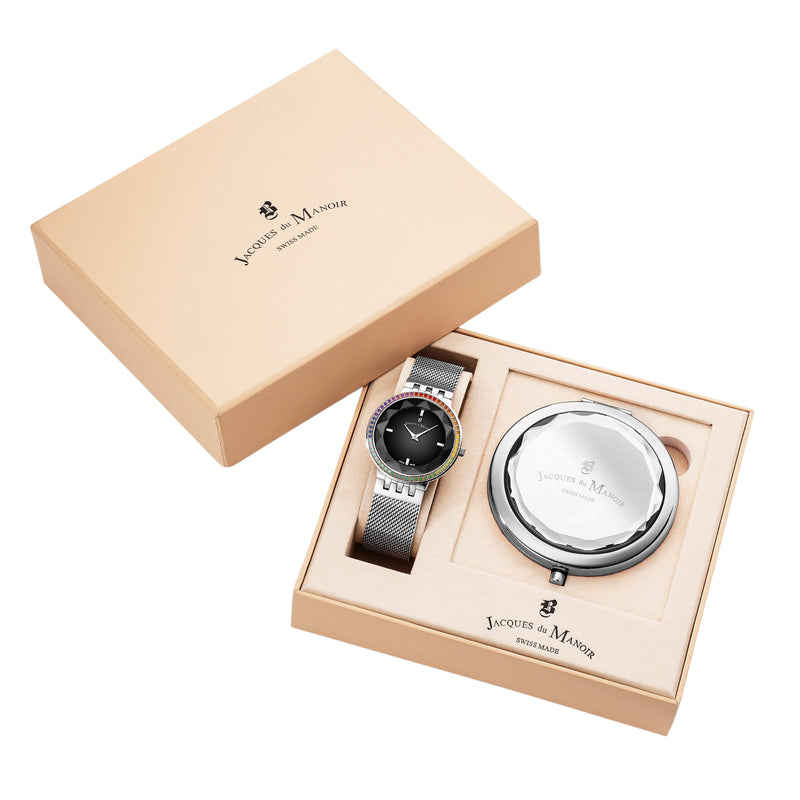 Analogue Watch - Jacques Du Manoir Ladies Fiona Boxed Set Silver Watch JWS00506