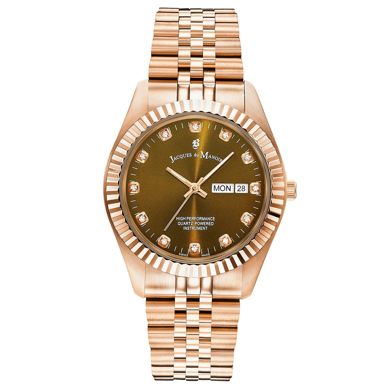 Analogue Watch - Jacques Du Manoir Ladies Inspiration Rose Gold Watch JWG00305