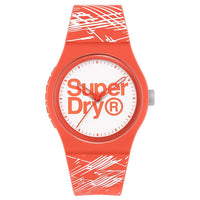 Analogue Watch - Ladies Urban Etch Orange-White Rubber Strap Superdry Watch SYL292WP