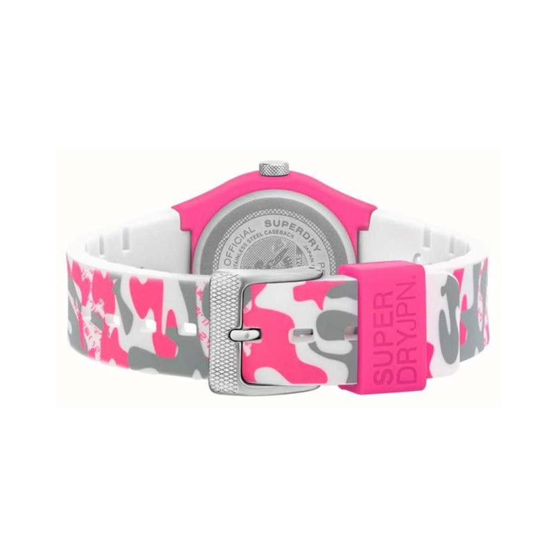 Analogue Watch - Ladies Urban Flouro Pink-Gray Camo Rubber Strap Superdry Watch SYL296EP