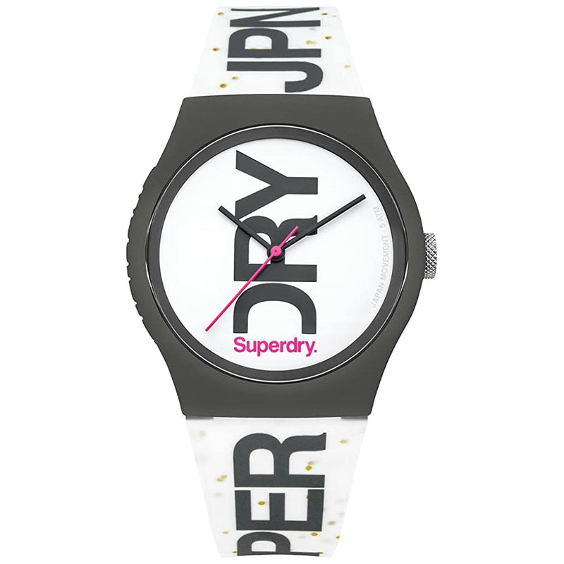 Analogue Watch - Ladies Urban Glitter White Rubber Strap Superdry Watch SYL189WB