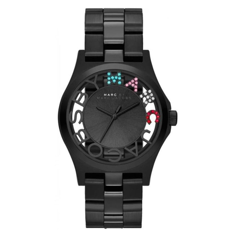 Analogue Watch - Marc Jacobs MBM3265 Ladies Henry Skeleton Black Watch