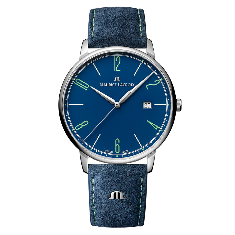 Analogue Watch - Maurice Lacroix Men's Blue Eliros Date Quartz  Watch EL1118-SS00E-420-C