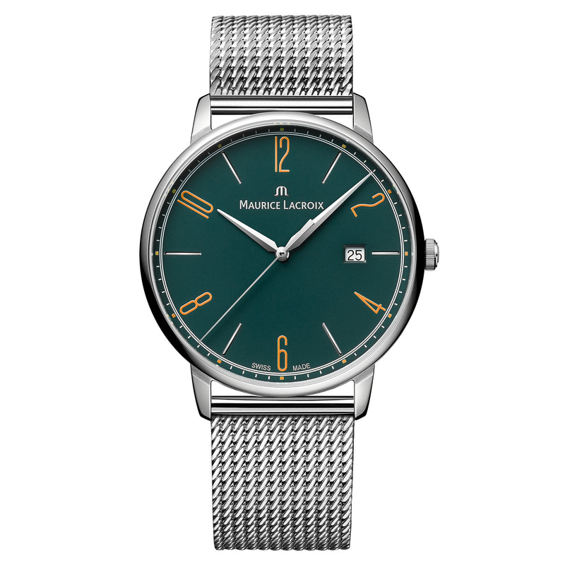 Analogue Watch - Maurice Lacroix Men's Green Eliros Date Quartz Watch EL1118-SS006-620-1