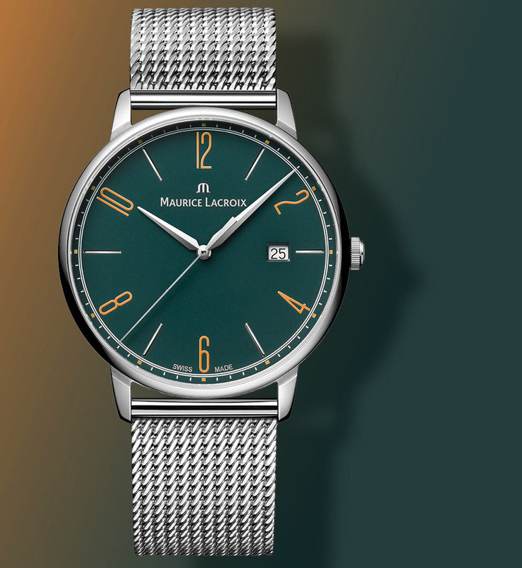 Maurice Lacroix Men\'s Green Eliros Date Quartz Watch EL1118-SS006-620-1  from WatchPilot™