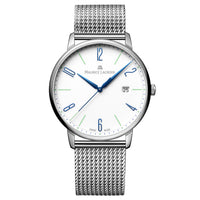 Analogue Watch - Maurice Lacroix Men's White Eliros Date Quartz Mesh Watch EL1118-SS00E-120-C
