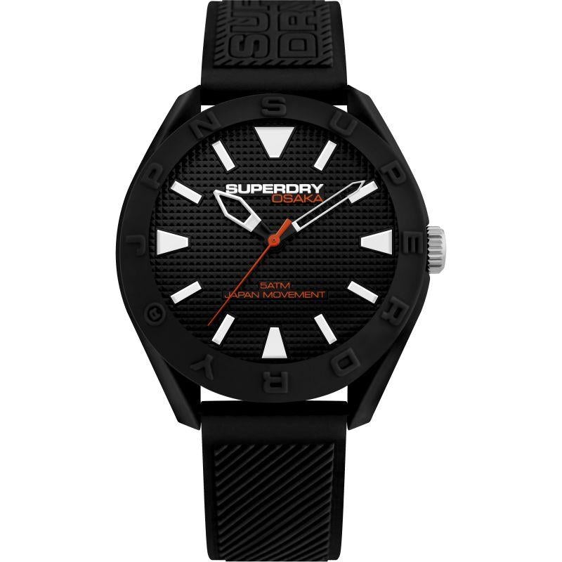 Analogue Watch - Men's Osaka Black Rubber Strap Superdry Watch SYG243B