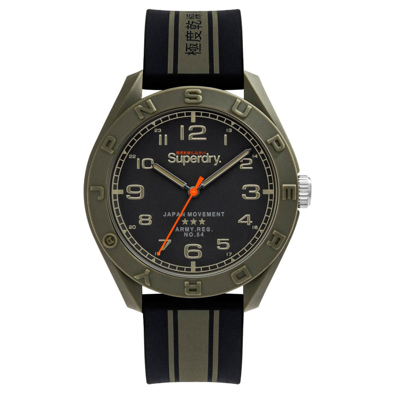Analogue Watch - Men's Osaka Utility Black & Khaki Rubber Strap Superdry Watch SYG305NB