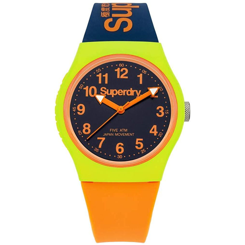 Analogue Watch - Men's Urban Navy Blue-Orange Rubber Strap Superdry Watch SYG164MU