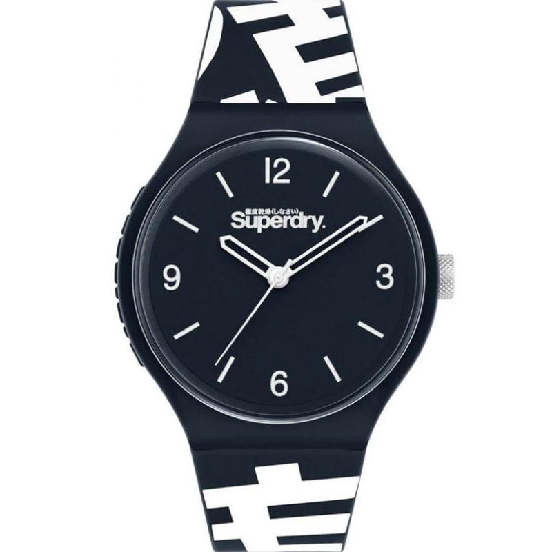 Analogue Watch - Men's Urban XL Kanji Navy Black Rubber Strap Superdry Watch SYG294UW