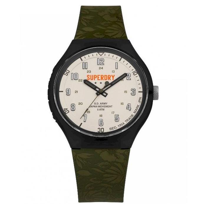 Analogue Watch - Men's Urban XL Tropic Camo Floral Green Rubber Strap Superdry Watch SYG225N