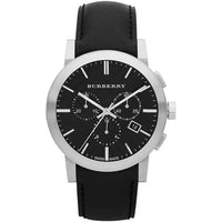 Mens City Black Leather Strap Chronograph Silver Burberry Watch BU9356 from Watch Pilot