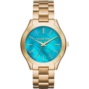 Analogue Watch - Michael Kors MK3492 Ladies Slim Runway Gold Ocean Blue Watch