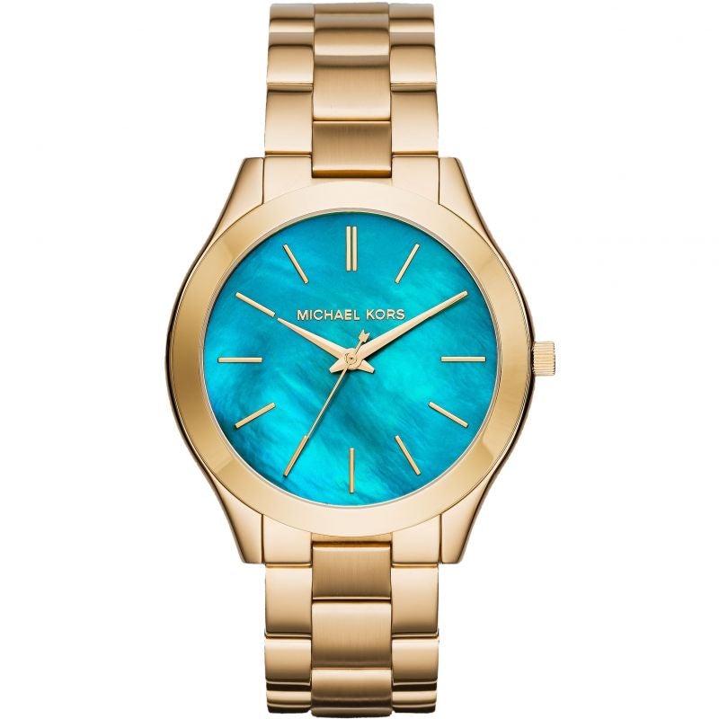 Analogue Watch - Michael Kors MK3492 Ladies Slim Runway Gold Ocean Blue Watch