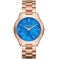 Analogue Watch - Michael Kors MK3494 Ladies  Slim Runway Rose Gold Dark Blue Watch