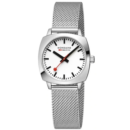 Mondaine Petite Cushion Square Ladies Silver Watch MSL.31110.SM
